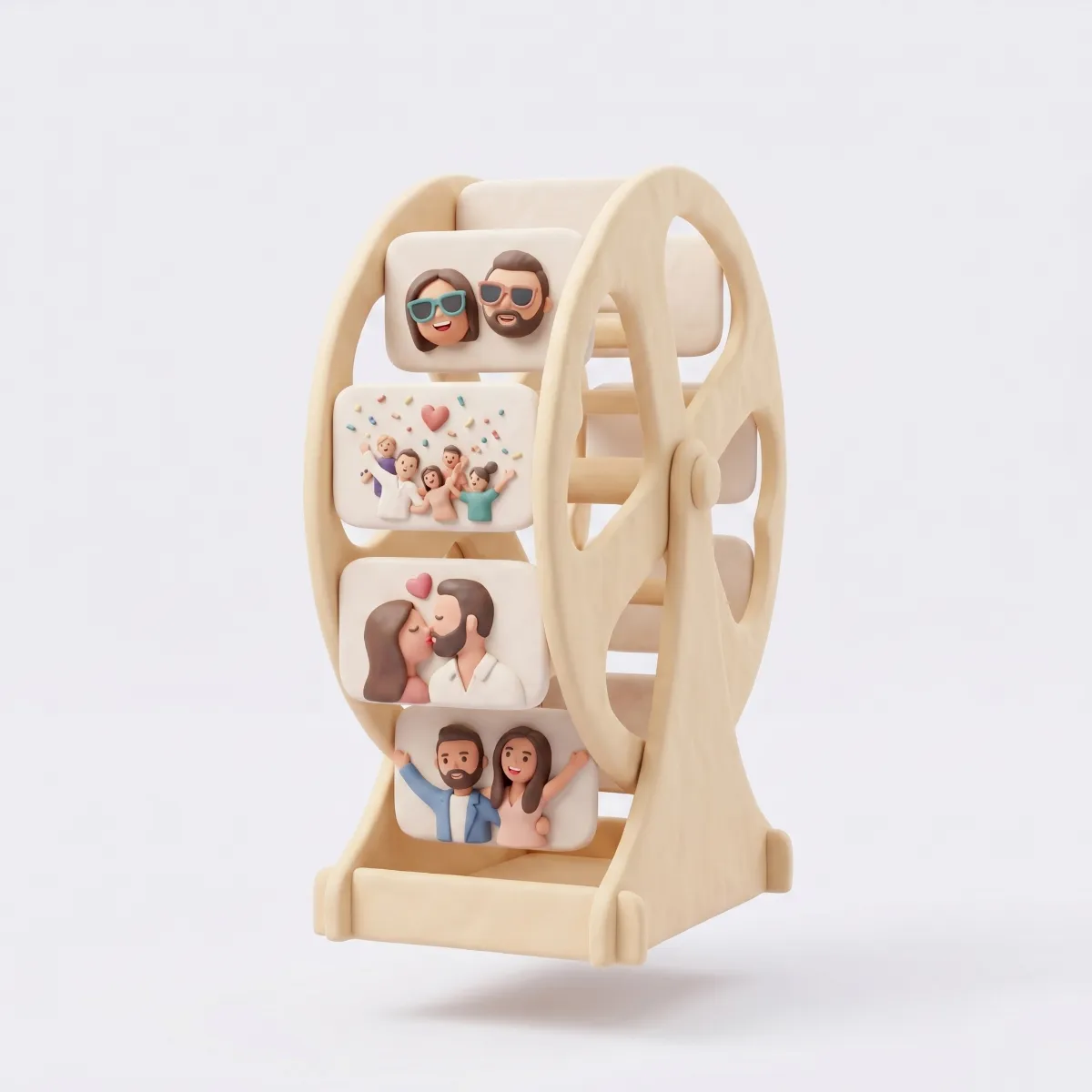 A personalized Ferris wheel photo frame displaying multiple cherished photos, handcrafted for memories.
