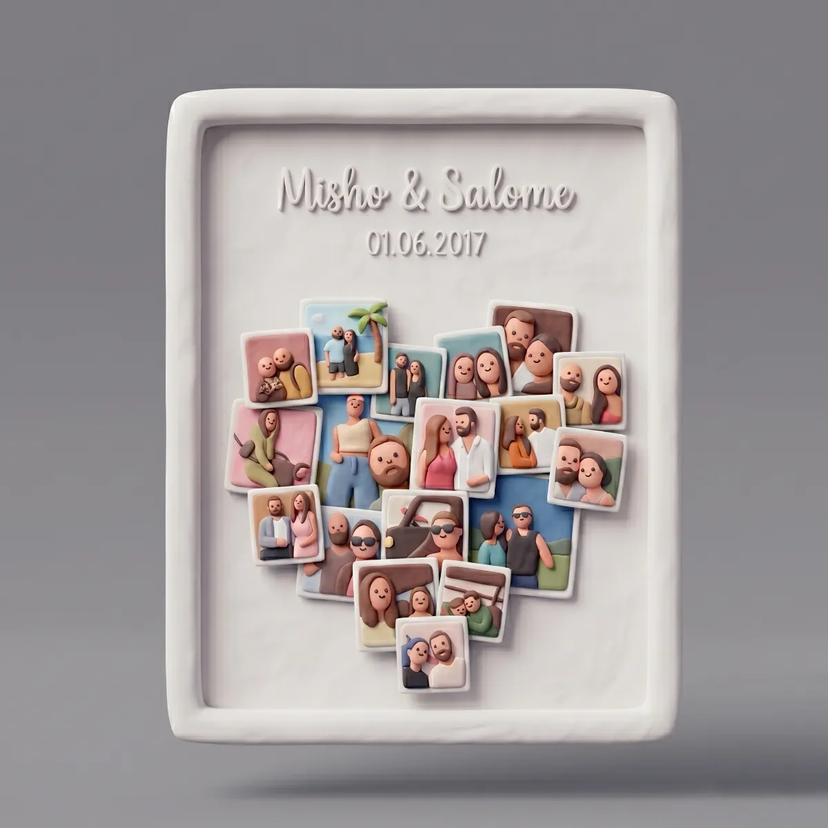 Póster de collage de fotos en corazón